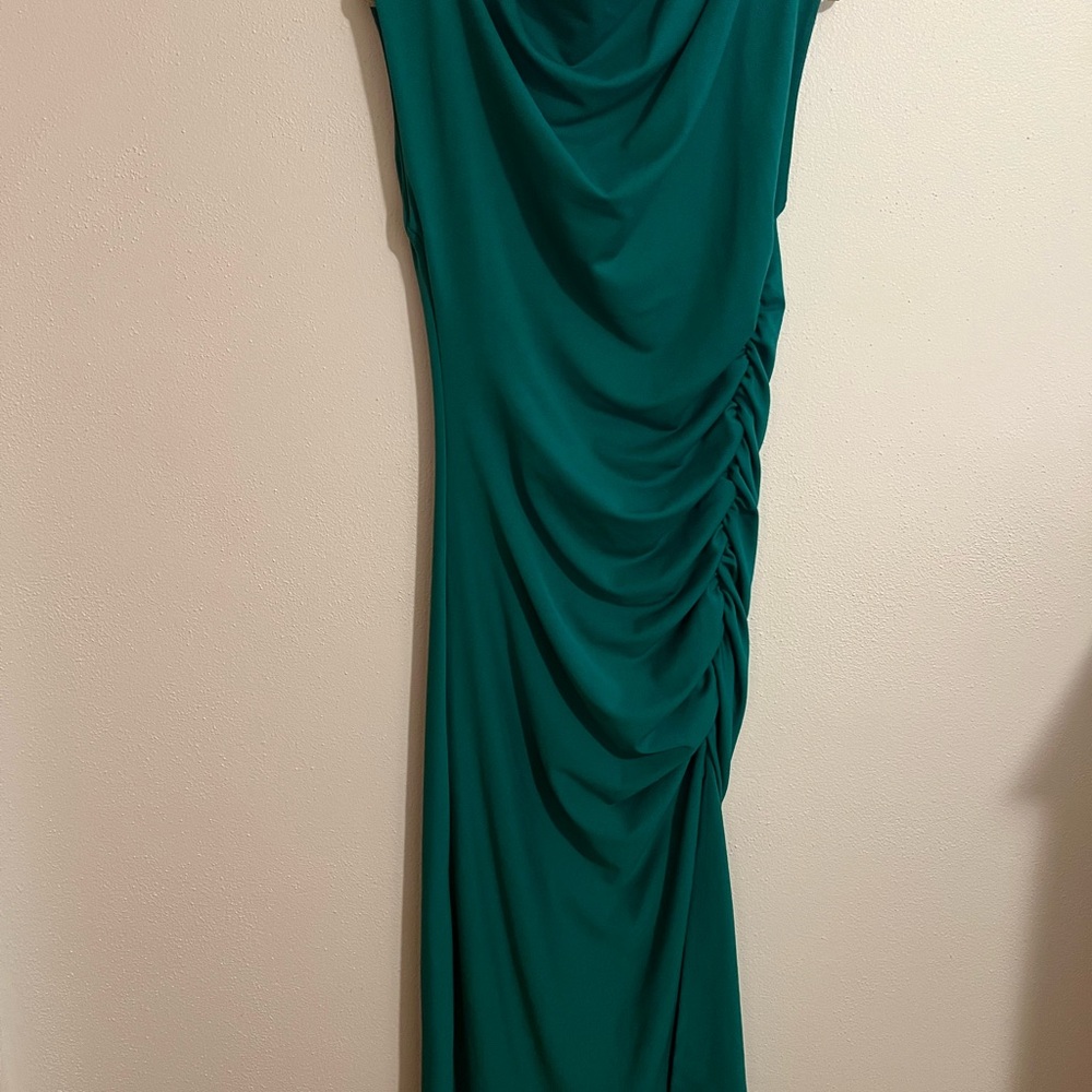 Elegant Green Ruched Women’s Dress
